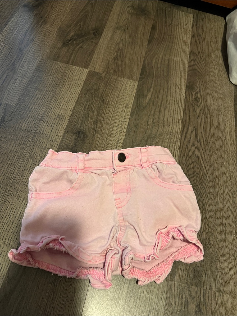Pink Ruffle Hem Girls' Shorts